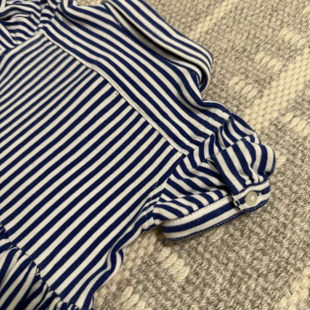 Ralph Lauren Striped Knit Oxford Shirtdress Puff Sleeve Baby Girl 6M Preppy